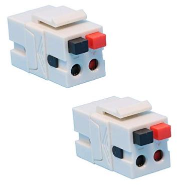 Imagem de DIYTECH Conector Keystone para alto-falante – Conector de alto-falante com mola para placa de parede Keystone, fêmea para fêmea, para placas de parede de home theater - branco (pacote com 2)