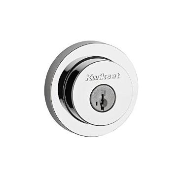 Imagem de Kwikset Trava de fechadura Milan, porta de entrada frontal com chave externa cromada polida, resistente a palhetas, segurança SmartKey Rekey, parafuso morto de cilindro único