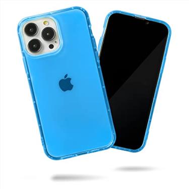 Imagem de SteepLab Capa iluminadora neon para iPhone 14 Pro Max (2022, tela de 6,7 polegadas) - A capa Grippy Jelly com bolsos de proteção de ar (azul azul azul claro elevado)