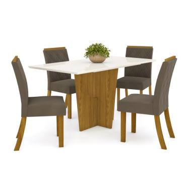 Imagem de Conjunto Jantar Mesa 4 Cadeiras Kaciane Henn Off White Bege