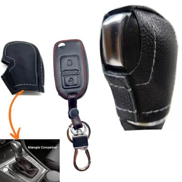 Imagem de Kit Capas Couro Manopla Câmbio Automático + Chave Canivete 2 Botões Amarok 2012 2013 2014 2015 2016 2017 2018 2019 2020 2021 2022 2023