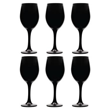 Imagem de Vikko Taças de vinho pretas, taça de vinho de 400 ml, conjunto de 6 taças de vinho pretas foscas para vinho tinto e branco, taças de vinho grossas e duráveis