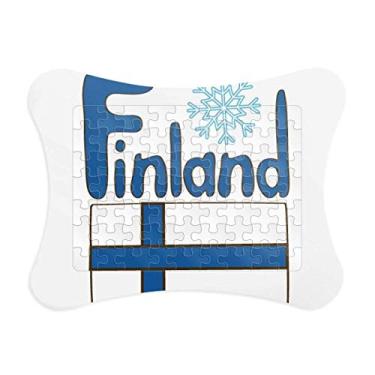 Imagem de Moldura de quebra-cabeça com estampa azul da bandeira nacional da Finlândia para decoração de imagem