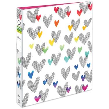 Imagem de AVERY + Fichário Amy Tangerine Designer Collection, anéis redondos de 2,5 cm, capacidade para 175 folhas, com design Hatchmark Hearts (28320)
