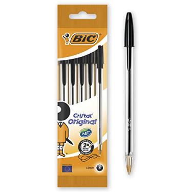 Imagem de BIC Canetas esferográficas Originais Cristal Ponta Média (1,0 mm) - Pretas, Pacote com 5