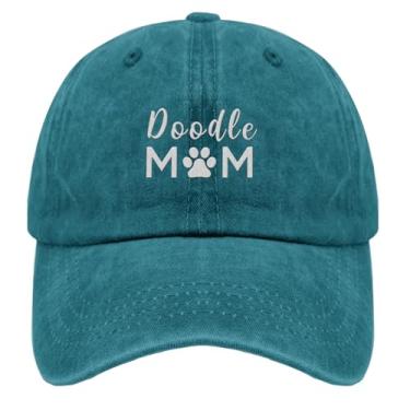 Imagem de Boné de beisebol Doodle Mom Trucker Hat para adolescentes retrô bordado snapback, Azul ciano, Tamanho Único