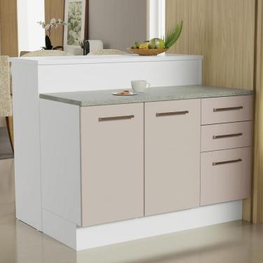 Imagem de Ilha de Cozinha com Bancada e Balcão 120 cm Branco/Crema Agata Madesa