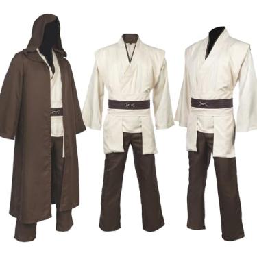 Imagem de Horizoncos Jedi Costume Obi Wan Kenobi Costume Full Set Jedi Robe Adult Cosplay Halloween Star Costume Cosplay Cloak