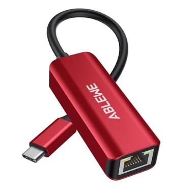 Imagem de ABLEWE Adaptador USB C para Ethernet, Tipo-C para RJ45 Gigabit Ethernet, Compatível com MacBook Pro 2017 e Mais, MacBook Air, Dell XPS, iPad Pro (Vermelho)