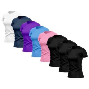 Imagem de Kit 8 Camiseta Adriben Dry Básica Lisa Proteção Solar UV Térmica Academia Esporte Feminino-Feminino
