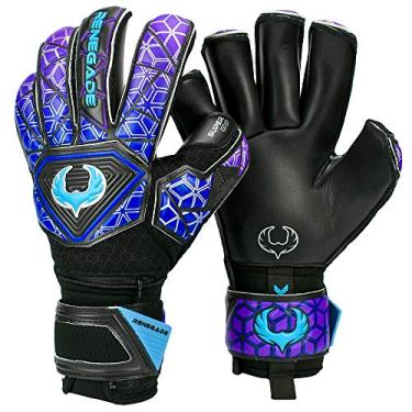 Imagem de Luvas de goleiro Renegade GK Vortex Strom | 3,5 + 3 mm Hyper Grip & 4 mm Duratek | Preto, Roxo, Luvas de Goleiro Azul (Tamanho 10, Adulto, Masculino, Rolo Cut, Nível 3)