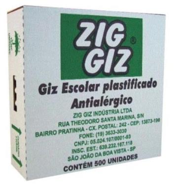 Imagem de Giz Escolar Zig Giz Branco - 500 Unidades