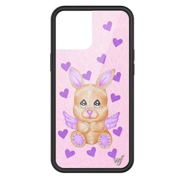 Imagem de Wildflower Capas - Capa Love Stitched, Compatível com Apple iPhone 12 Pro Max | Roxo, Corações, Marrom, Pelúcia, Moderno - Amortecedor Preto Protetor, Certificado de Teste de Queda de 1,2 m, Pequenas