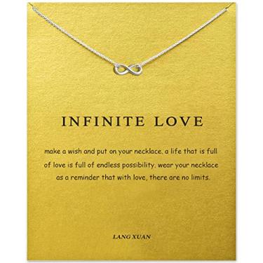 Imagem de Colar Friendship Infinite 8 com pingente de círculo de pérola e elefante da sorte para mulheres, Metal, Sem Pedra Preciosa