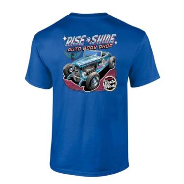 Imagem de Trenz Shirt Company Camiseta masculina Rise and Shine Auto Body Shop Resto Mods manga curta estampada, Royal, 3G