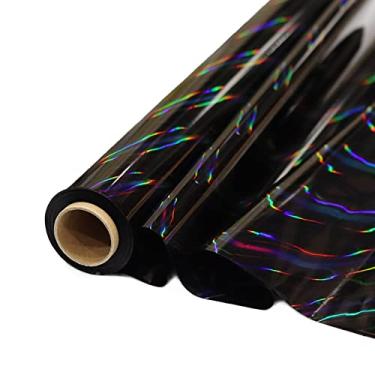Imagem de CMFYHM Rolo de celofane preto iridescente I 86 cm de largura x 3 m de comprimento I violoncelo colorido perfeito para cestas, presentes, guloseimas, aniversário, férias, casamento, floral, decoração