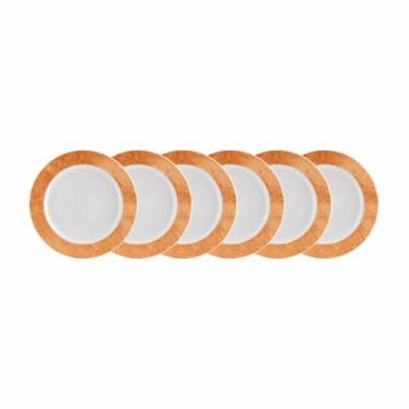 Imagem de Estojo com 6 Pratos Sobremesa em Porcelana, Modelo Redondo Itamaraty, Coleção Cromo Laranja, Schmidt Estilo, Porcelana Schmidt