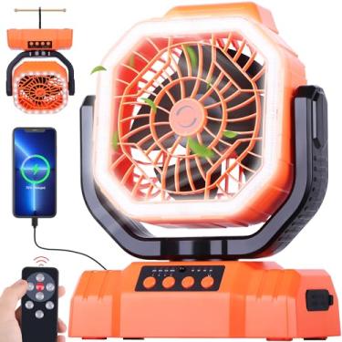 Imagem de AVV Ventilador de acampamento portátil para viagens, ventilador portátil com luzes LED, ventilador, rotação de 90 °, ventilador de mesa USB com gancho acessórios de acampamento, ventilador de barraca