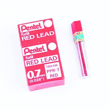 Imagem de Pentel Pacote com 12 recargas, 0,7 mm, médio, vermelho chumbo (PPR-7)