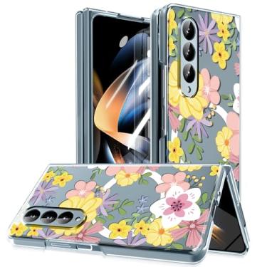Imagem de MIDIIUGCT Capa magnética para Galaxy Z Fold3, círculo magnético integrado e carregamento sem fio, capa à prova de choque de grau militar para Z Fold 3 [flor] MMUS-CXDZ-04-17