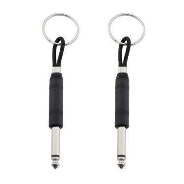 Imagem de CChiai 2 peças, plugue de guitarra, chaveiros, amplificador, chaveiro, corrente de armazenamento de chaves, kit de chaveiros montados na parede, 7,5 x 0,8 cm, para casa, escritório, gravação, estúdio,