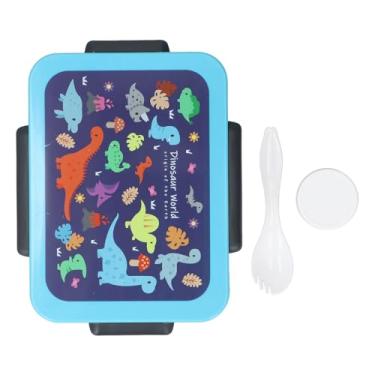 Imagem de Lancheira Infantil, Recipiente Portátil para Cafeteria Escolar Com Utensílios, Cofre para Micro-ondas, Seções Separadas, Design Adorável, Materiais Premium para Crianças (BLUE)