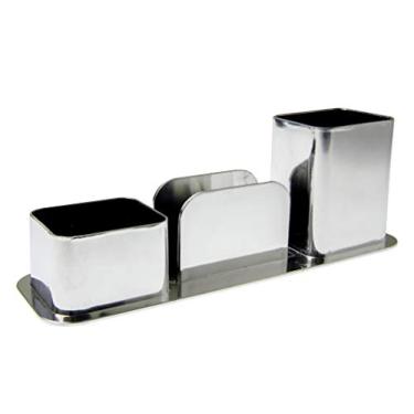 Imagem de Porta Canetas Triplo Metalizado Prata, Dello, 3031.O.0012, Prata