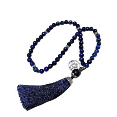 Imagem de Colar Japamala 54 Contas Olho de Tigre Azul Natural 8mm