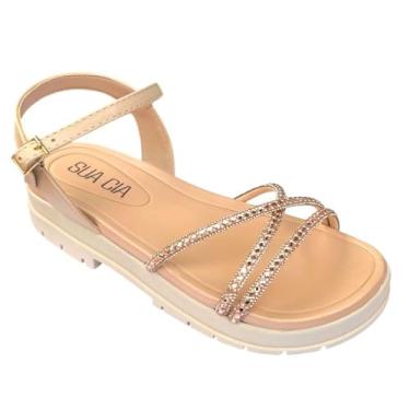 Imagem de Sua Cia, Sandália Feminina Sua Cia Tratorada Brilho Bege 8362.15808 Tamanho:34;Cor:Bege