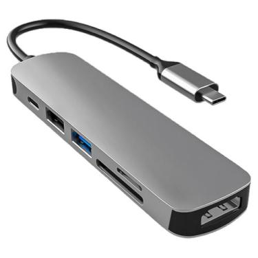 Imagem de Adaptador Hub USB Tipo-C Thunderbolt Hdmi 4k Usb 3.0 Cinza - Amana Sto