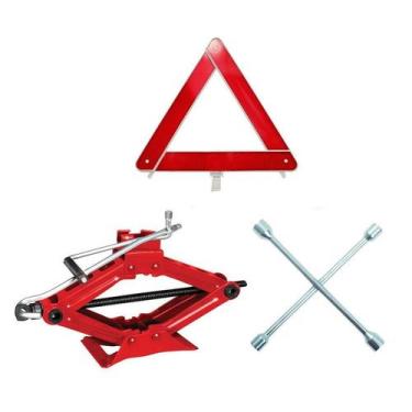 Imagem de Kit Estepe Para Carros Macaco Sanfona 1000 Kg + Triangulo + Chave de R