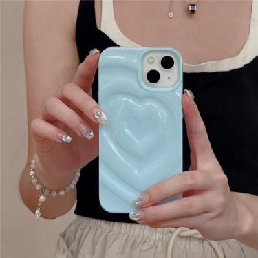 Imagem de Capa de telefone com coração amoroso plissado 3D brilhante para iPhone 15 11 12 13 14 Pro Max Candy Color Wave Shape Creative Soft Back Cover, T10, para iPhone 12 Pro