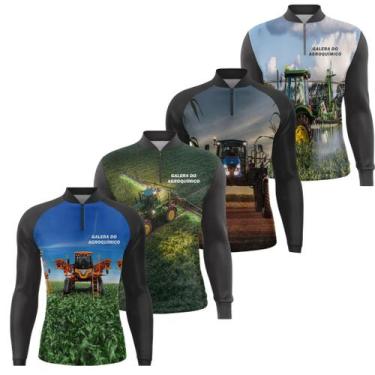 Imagem de Kit 5 Camiseta Agro Térmica Manga Longa Proteção Solar UV50 Camisa Tér