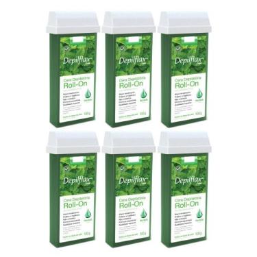 Imagem de Combo 6 refil cera roll on hortelã 100g depilação depilflax