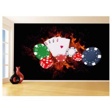 Imagem de Papel De Parede 3D Salão De Jogos Cartas Poker 3,5M Jcs84 - Você Decor