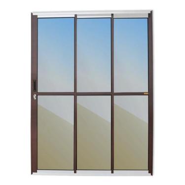 Imagem de Porta de Correr 3 Folhas 1/3 Super Vidro Reflex 210cm X 150cm Brimak