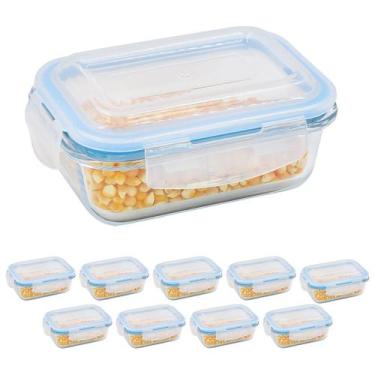 Imagem de Kit 10 Potes 370ml Herméticos Organizacionais Marmita Vidro - Amana St