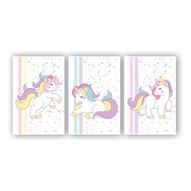 Imagem de Kit Quadros Quarto Infantil Mosaico Gatinho Unicornio Lindos - CP, 5, 