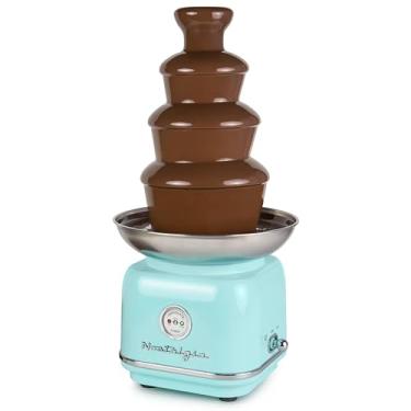 Imagem de Nostalgia Fonte elétrica clássica de fondue de chocolate, 946 ml, conjunto de 4 camadas, máquina de tinteiro para queijo, chocolate derretido, licores, água