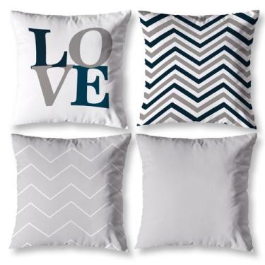 Imagem de Capas de Almofadas Decorativa Kit 4 Peças Estampadas Chevron - Mercado