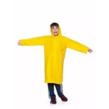 Imagem de Capa De Chuva Com Capuz Infantil Impermeável - Nikokit, G, Amarelo