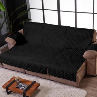 Imagem de PROTETOR PARA SOFÁ RETRÁTIL E RECLINÁVEL DE 3 LUGARES DE 1 METRO CADA 3m x 2,40m COM BOLSO LATERAL (Preto)
