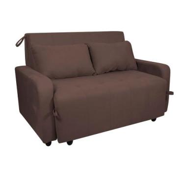 Imagem de Sofá Cama End 138cm Reclinável Manual Suede Marrom - Sallar Home