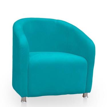 Imagem de Poltrona Redonda Moderna e Confortavel Alicia Suede - BelarStore, Azul