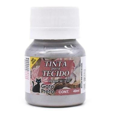 Imagem de Tinta para Tecido Metálica Gato Preto 40ml, 301 PRATA