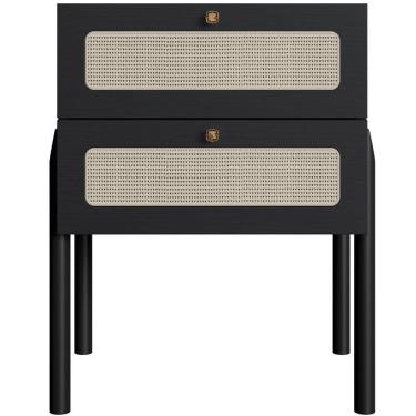 Imagem de Mesa De Cabeceira 02 Gavetas Com Telinha Pés Madeira Moss A03 Nero Preto