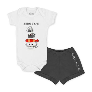 Imagem de Conjunto Body Bebê Manga Curta Food Japones Branco - Baby Duck, RN