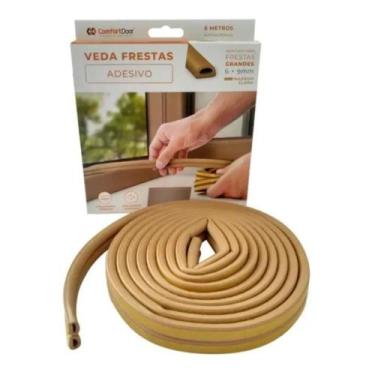 Imagem de Veda Frestas Marrom Claro Adesivo Porta Janelas 6mm -6metros - Comfort