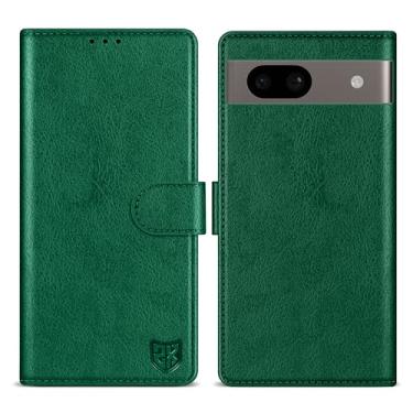 Imagem de ZZXX Capa carteira para Google Pixel 8A com [bloqueio RFID] compartimento para cartão, fecho magnético com suporte, capa protetora de couro dobrável para celular Pixel 8A (verde-15,5 cm)