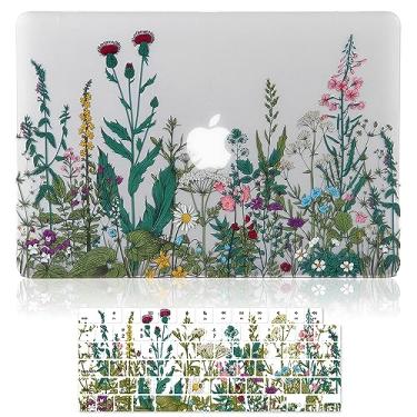 Imagem de Capa para MacBook Pro 16 polegadas M4 A3403 A3186 M3 A2991 M2 A2780 M1 A2485 Pro/Max 2025 2024-2021 versão com Touch ID, efeito 4D fosco transparente transparente e capa de teclado, flores de jardim